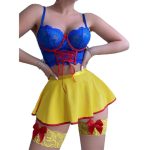 Contrast Color Sexy Lace Push-Up Bra and Short Skirt Thong Set See-Through Temptation with Leg Ring Four-Piece Bra & Briefs - 图片 5