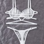 Manufacturers Erotic Lingerie Set Sexy See-Through Pink Mesh Heart Embroidery Gathered Bra Set for Women Sexy Underwear Set - 图片 5