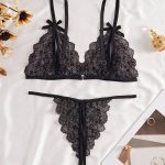 Hot Sale New Romantic Women Solid Bra & Brief Set Lace Halter Cross Women's Underwear Sexy Thin Bra and Lingerie Sets - 图片 5