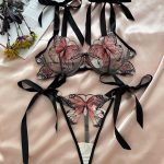 No Minimum Women Sexy Floral Satin Lace Lingerie Set Sexy Push-up Bralette and Panty Perspective See-Through Underwear Set - 图片 5
