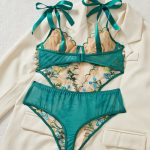 New Design Women Sexy Floral Satin Lace Lingerie Set Sexy Push-up Bralette and Panty Perspective See-Through Underwear Set - 图片 5