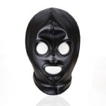 Black Leather Halloween Fetish Head Hood Bondage Masks,Full Face Breathable Restraint Head Hood for Adult Toy Store Online - 图片 5