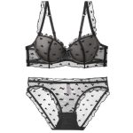 New Design Ultra-Thin Women's Sexy Lingerie Set Madam French Bra with Lace Decoration Hollow See-Through Mesh Bra Underwear - 图片 5