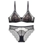 Wholesale Ultra-Thin Sexy Madam French Bra Lingerie Set for Women Hollow See-Through Mesh Bra Underwear with Lace Decoration - 图片 5