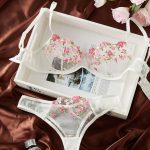 Valentine's Floral Charming Sexy Fancy Jersey Nighty for Ladies Women's Underwear Lace Embroidery Hollow Decoration Panty Set - 图片 5