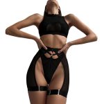 A New Black Undergarment Without Steel Rings, a Fashionable and See-through Sexy Lingerie Set for Women - 图片 5