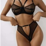 Sexy Lingerie Set, Halter, See-through, Romantic Lingerie, Ultra-thin Floral Mesh Fabric and Cut-out Two-piece Set - 图片 5