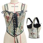 Best-selling Retro Printed Halter Top, European and American Court-style Floral Lace-up Fishbone Sexy Corset for Women - 图片 5