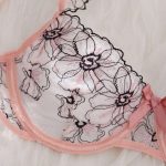 New Mesh Fabric Sexy and Seductive See-through Embroidered Lace Halter Bra Set for Women's Lingerie - 图片 5