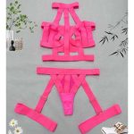 A Popular European and American Underwear Set with Hollowed-out and Tempting Spliced Bandages and Elastic Fabric - 图片 5