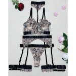 European and American Sexy Halter-neck Lace Mesh See-through Underwear, Underpants, Hosiery and Fun Set - 图片 5