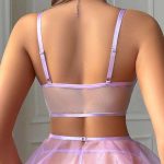 New European and American Lingerie Set, Lace Cutout with Embroidery, Light purple Sexy Net Stockings and Hanging Stockings - 图片 6