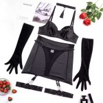 A New European and American Feather Lace Sexy Lingerie Set That Gathers Steel Rings and Lifts the Buttocks - 图片 6