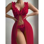 A Popular European and American Women's Sexy and Seductive Mesh Lace Three-dimensional and Interesting Dress Set - 图片 6