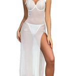 The European and American Style Sexy See-through Mesh Fabric Seductive Lace Backless High Slit Dress Is Tight - 图片 6