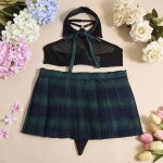 Cosplay European and American Bestseller Sexy and Seductive Role-playing Plaid Pleated Skirt Romantic Lingerie Multi-piece Set - 图片 6
