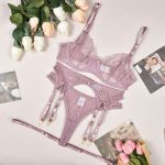 European and American Bestseller Sexy Bra Set, See-through Lace Mesh Embroidery Pearl Decoration Romantic Underwear Set - 图片 6