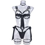 A High-quality Russian Erotic Lingerie Bestseller, a Satin Sexy Bow, Cut-out Leg Loop and Halter Lingerie Four-piece Set - 图片 6