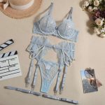 A Four-piece Set of Sexy, See-through Lace Mesh and Embroidered Adult Lingerie From Europe and America a Cross-border Bestseller - 图片 6