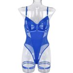 A Fashionable and Popular European and American Mesh Fabric Patchwork Backless Sexy Lace-up Halter Jumpsuit for Women - 图片 6