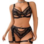 A Sexy and See-through Lingerie Set with Lace-stitched and Hollowed-out Metal Buckles and Straps From Europe and America - 图片 6