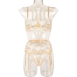 A New Mini Flower-patterned and Embroidered Three-piece Set of Popular European and American Lingerie for Women - 图片 6