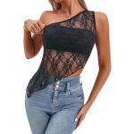 A New, Fashionable and Sexy Lace-trimmed Off-the-shoulder Irregular Shaping Top From Europe and America - 图片 6