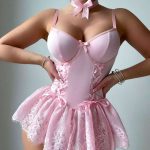 European and American Pure Body-shaping Dress Set, Lace Trim Patchwork with Stockings, Sexy and Interesting Underwear - 图片 6
