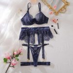 European and American Sexy and Alluring Lingerie Set with Hollowed-out Transparency, Gathering and Shaping Fun Bra Set - 图片 6