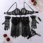 European and American Best-selling Sexy Underwear Set, Lace Mesh Embroidery See-through Romantic Bra Set - 图片 6