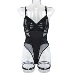 A Popular European and American Net Fabric Semi-transparent Patchwork Backless Sexy Lace-up Halter Jumpsuit - 图片 6