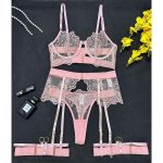 A New European and American Erotic Set of See-through Heavy Embroidery Eyelash Lace Shaping Sexy Underwear Set - 图片 6