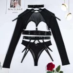 A Best-selling European and American Adult Lingerie Set with Complex Straps, Necklaces and Long Sleeves Made of Mesh Fabric - 图片 6