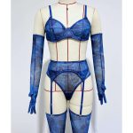 European and American Erotic Underwear Set with Gloves, Stockings, Tie-dye and Dazzling Color Design Sexy Underwear - 图片 6