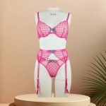 A New European and American Halter Embroidery Lace Mesh See-through Bra and See-through Sexy Underwear Set - 图片 6