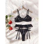 A Cute, Pure and Sensual Lingerie Set Featuring a Popular Lace Mesh Steel Ring Gathering Bow in Europe and America - 图片 6