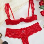 A Popular and Best-selling Sexy Lace Open-crotch Sweet and Cute Girl's Hollowed-out Bra and Lingerie Set From Europe and America - 图片 6