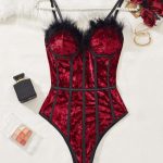 A Popular Lace Tight and Sexy Halter Feather Bra Set From Europe and America, a Charming and Sexy One-piece Dress - 图片 6