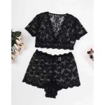 New European and American Lace Mesh Embroidery Transparent Patchwork Transparent Underwear Sexy and Interesting Underwear Set - 图片 6