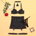 A New Set of European and American Spliced Mesh Fabric, Transparent Halter Straps, Hollowed-out Leg Loops and Romantic Underwear - 图片 6
