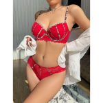 European and American Bestseller Sexy Gathering Sex Bra Set, Halter Lace Mesh Sex Underwear Set - 图片 6
