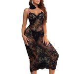Hot Sexy Women's Nightdress Transparent Seductive Halter with Lace Trim Embroidery Lingerie Sleepwear Free Size Nightdress - 图片 6