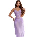 High Quality Women's Nightdress Transparent Seductive Halter with Lace Trim Embroidery Lingerie Sleepwear Free Size Nightdress - 图片 6