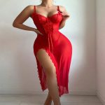 Manufacturers Women's Erotic Hollow Underwear Transparent Lace Embroidery Nightdress Lingerie Sexy Knee-Length Pajamas Lovely - 图片 6