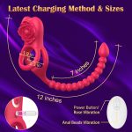 Wireless Control Delay Ejaculation Cock Penis Ring Rose Masturbator Male Prostate Massage Butt Anal Plug Beads Sex Toys for Men - 图片 6