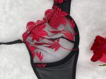 Big Hips Hot Girls Floral Embroidery Women's Strappy Brief Bra Panty Sets - 图片 6