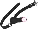 Silicone Realistic Dildo Gag With Ball, Adjustable Strap on Mouth Gag for SM Black - 图片 6