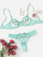 Women France Elegance Floral Sexy Vintage Lingerie Pink Romantic Honeymoon Cheap Ladies Brassiere Bralette Lingerie Set - 图片 6