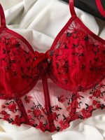Summer Young Girls Floral Lingerie Hot Transparent Cheap Lingerie Set Sexy Two Piece Bras Panty Brief Sets - 图片 6