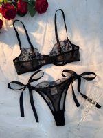 Women Sexy Embroidered Flower Sweet Mesh Lingerie Set Transparent Bra Set Sexy Women Lingerie Set - 图片 6